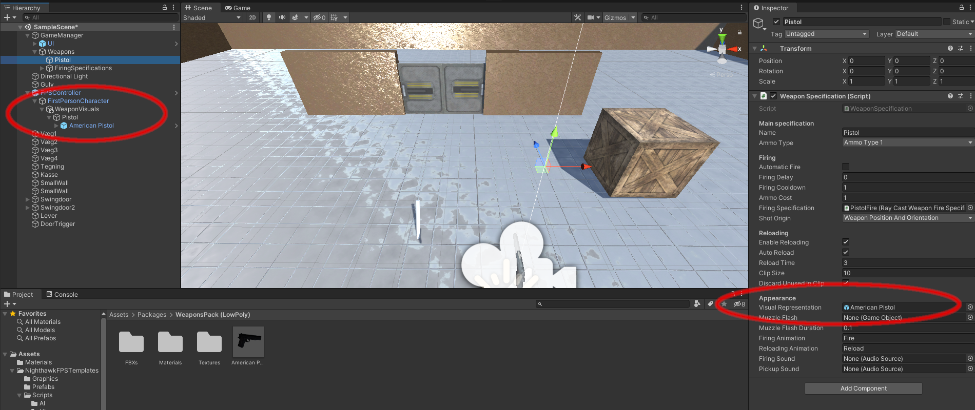 Opsætning af Visual Representation - et objekt med en 3D-model til dit våben.